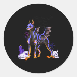 Gothic gevleugelde Doberman hondenschedels vleermu Ronde Sticker