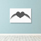 Gothic Gevleugelde Liefdeshart Canvasprint Canvas Afdruk (Insitu (Houten vloer))