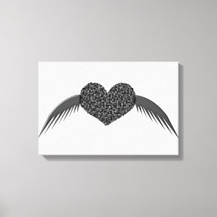Gothic Gevleugelde Liefdeshart Canvasprint Canvas Afdruk