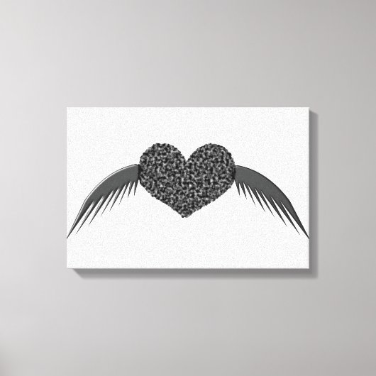 Gothic Gevleugelde Liefdeshart Canvasprint Canvas Afdruk (Voorkant)