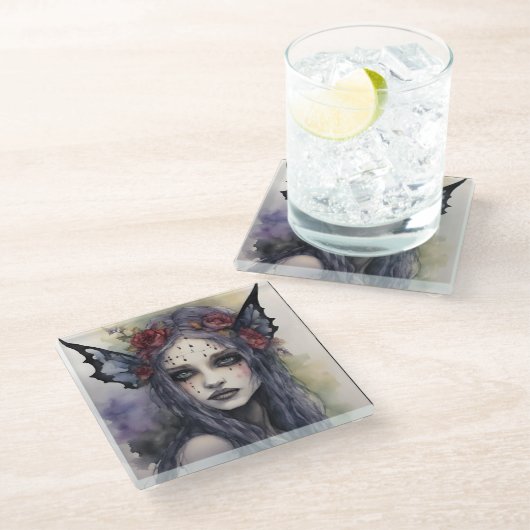 Gothic gezicht sieraden aandenken doos glazen onderzetter (Schuin)