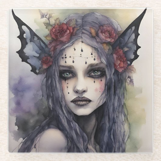 Gothic gezicht sieraden aandenken doos glazen onderzetter (Voorkant)