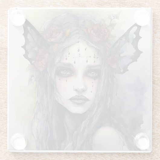 Gothic gezicht sieraden aandenken doos glazen onderzetter (Achterkant)