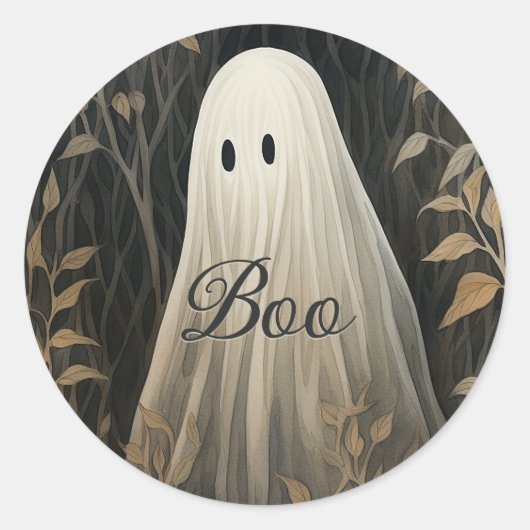 Gothic Ghost Halloween Ronde Sticker (Voorkant)