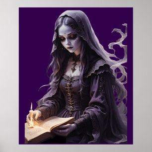 Gothic Ghost leest een boek met spreuken van Candl Poster