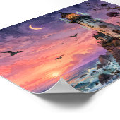 Gothic Ghost Vuurtoren Zonsondergang Whimsigoth Fa Poster (Hoek)