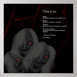 Gothic Ghosts Rood Wit Zwart Donker Moody Hallowee Poster