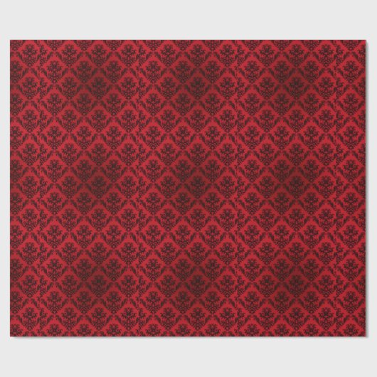 Gothic Gift Wrap Deep Red Damask Cadeaupapier (Vlak)