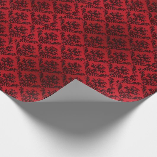 Gothic Gift Wrap Deep Red Damask Cadeaupapier (Hoek)