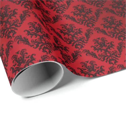Gothic Gift Wrap Deep Red Damask Cadeaupapier (Rol Hoek)