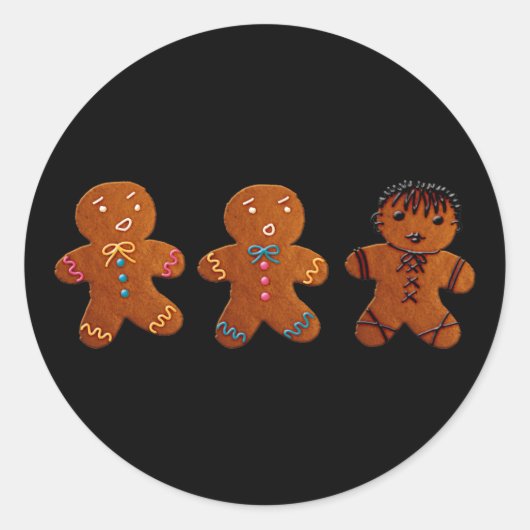 Gothic Gingerbrood Man Ronde Sticker (Voorkant)