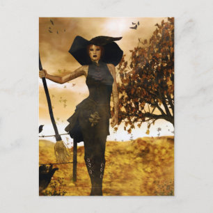 Gothic Girl Autumn Witch Briefkaart