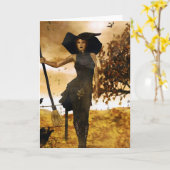 Gothic Girl Autumn Witch Kaart (Gele Bloem)