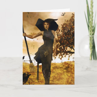 Gothic Girl Autumn Witch Kaart