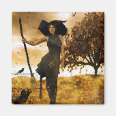 Gothic Girl Autumn Witch Magnet (Voorkant)