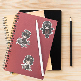 Gothic Girl Boy Pilot Vintage Airplane kids Anime Sticker