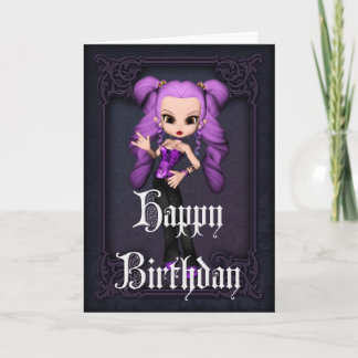Gothic Girl Design 1 Happy Birthday Kaart