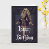 Gothic Girl Design 3 Happy Birthday Kaart (Gele Bloem)