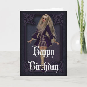 Gothic Girl Design 3 Happy Birthday Kaart