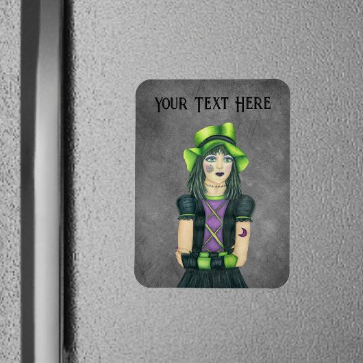 Gothic Girl Groene Pet Tattoos Handschoenen op gri Magneet