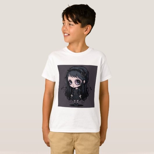 Gothic Girl Kinderen Basic T-Shirt (Voorkant volledig)