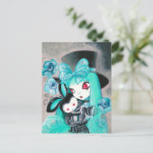 Gothic Girl met Bunny Briefkaart (Staand voorkant)