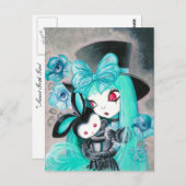 Gothic Girl met Bunny Briefkaart (Voorkant / Achterkant)
