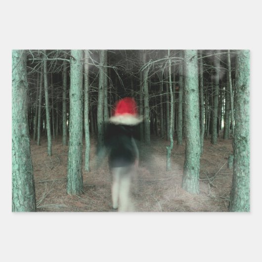 Gothic Girl Modern Black Red Forest Inpakpapier Vel (Voorkant 3)