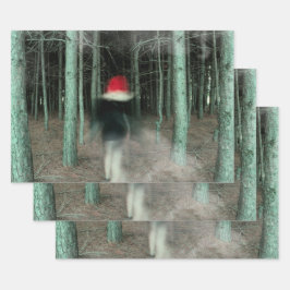 Gothic Girl Modern Black Red Forest Inpakpapier Vel