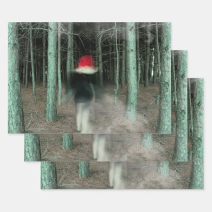 Gothic Girl Modern Black Red Forest Inpakpapier Vel