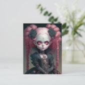 Gothic Girl Pink Black Creepy Cute Briefkaart (Staand voorkant)