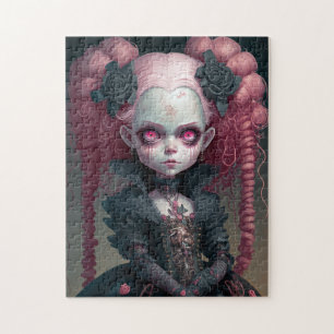Gothic Girl Pink Black Creepy Cute Legpuzzel