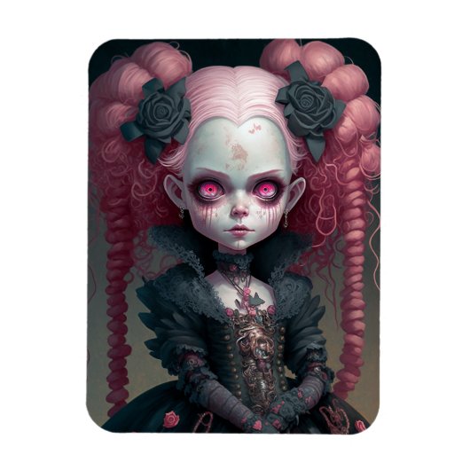 Gothic Girl Pink Black Creepy Cute Magneet (Verticaal)
