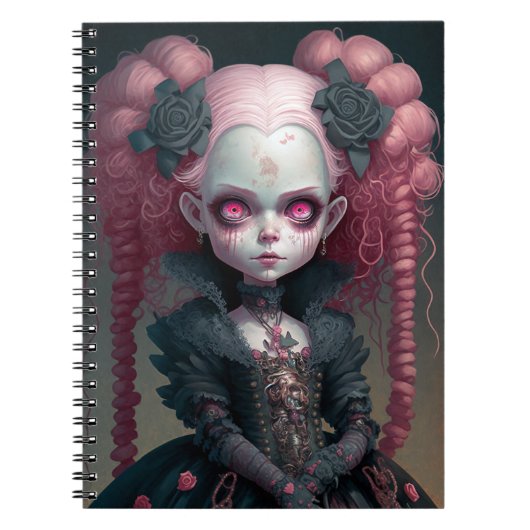 Gothic Girl Pink Black Creepy Cute Notitieboek (Voorkant)