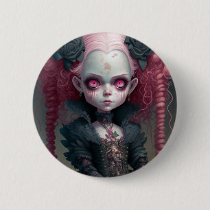 Gothic Girl Pink Black Creepy Cute Ronde Button 5,7 Cm