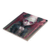 Gothic Girl Pink Black Creepy Cute Tegeltje (Zijkant)
