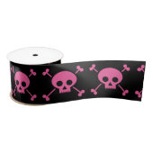Gothic Girl Pink Black Skulls Pattern Cool Satijnen Lint (Spoel)