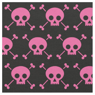 Gothic Girl Pink Black Skulls Pattern Cool Stof