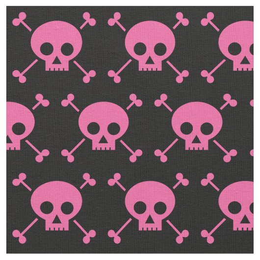 Gothic Girl Pink Black Skulls Pattern Cool Stof (Close Up)