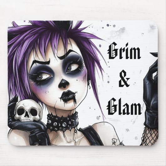 Gothic Girl Portrait - Grim & Glam Muismat (Voorkant)