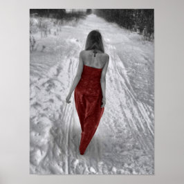 Gothic  Girl Red Dress-ontkoppelingskunst Poster