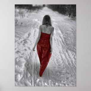 Gothic  Girl Red Dress-ontkoppelingskunst Poster