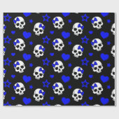 Gothic Girl Skulls op Dark Blue Cadeaupapier (Vlak)