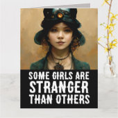 GOTHIC GIRL STEAMPUNK BIRTHDAY WENSKAART HER KAART (Gele Bloem)