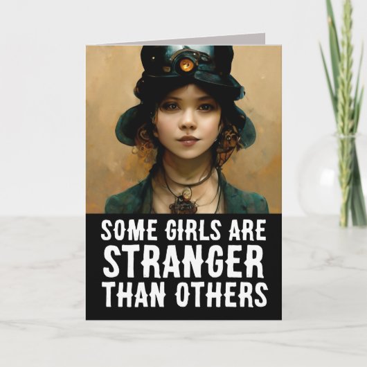 GOTHIC GIRL STRANGE BIRTHDAY WENSKAART KAART (Voorkant)