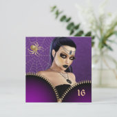 Gothic Girl Sweet Sixteen Uitnodiging (Staand voorkant)