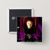 Gothic Girl Vierkante Button 5,1 Cm (Voorkant /achterkant)