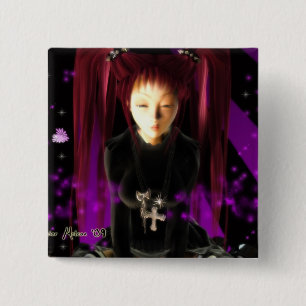 Gothic Girl Vierkante Button 5,1 Cm
