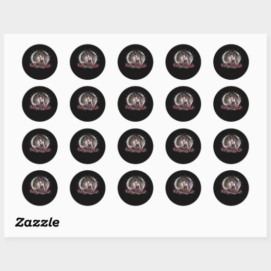 Gothic Girl Whimsigoth Classic Ronde Sticker (Vel)