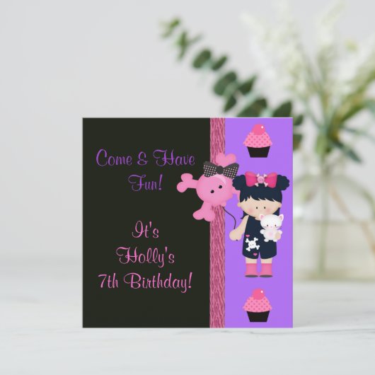 Gothic Girlie Cupcake Birthday Kaart (Staand voorkant)